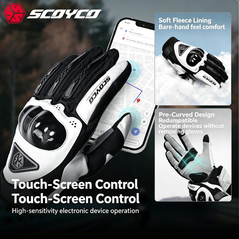 Scoyco Motorcycle Gloves Autumn Winter Waterproof Windproof Warm Fleece Lining Touchscreen TPU Anti Slip Motorbike Riding Gloves