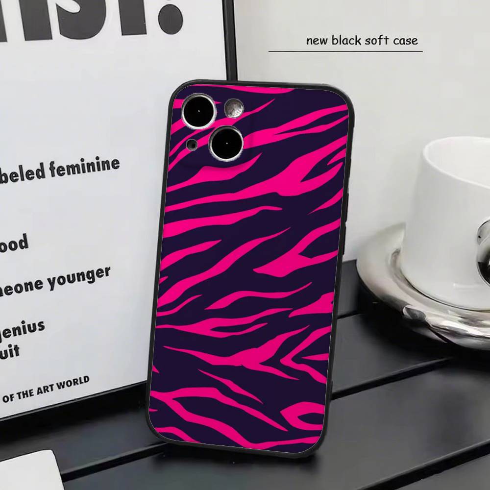 Корова Зебра Полоска Для iPhone 13,17,11,12,16,14,15,Plus,Pro Max Мягкий Силикон Черный Чехол для Телефона