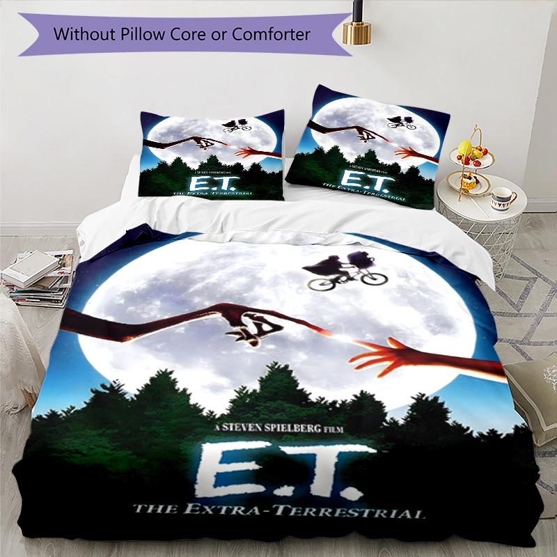3pcs E-ET1 Design Cover Set - HD Printed Bedding with 1 Cover and 2 Pillowcases - Perfect for Home and Dorm Decor