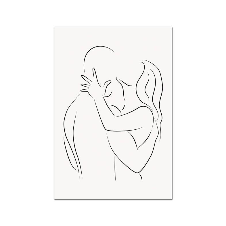 Романтический абстрактный плакат Lover Line Art Печать Пара Обнаженная картина на холсте Современная гостиная Минималистичная декоративная роспись