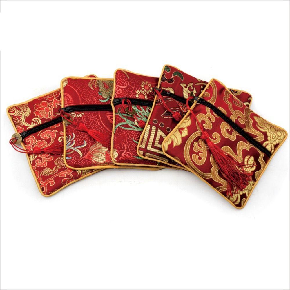 Tassel Flower Jewelry Packing Bag Copper Cash Pendant Chinese Style Money Bag Outdoor