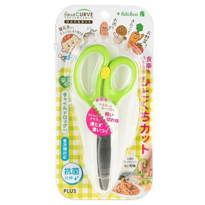 Plus Food Baby Fit Cut Cutter, Ножницы, Еда, Изогнутый, Нарезанный на кусочки, Зеленый, SC-145AW, 35-715