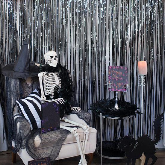 Праздничный Дождь Мишура Блестящий Однотонный Фотофон Светоотражающий Многоразовый Украшение для Вечеринок Самоклеящийся Компактный Черный Дождь Свадьба