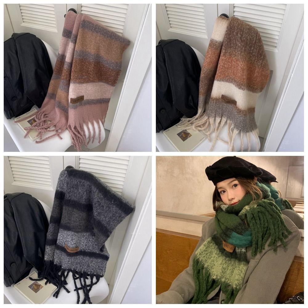 Windproof Women's Cashmere Shawl Korean Style Long Wool Tassel Scarf Retro Winter Scarves Girls