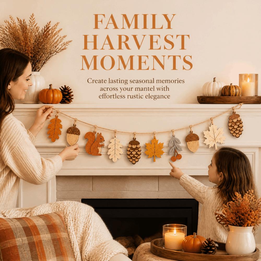 10Pcs 2D Flat Fall Wooden Garland Banner DIY Craft Autumn Leaf Hanging Decor Home Wall Decor