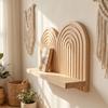 Floating Design Wall Mounted Shelves Multi-Layer Design Wooden Shelves Arched Wall Shelves  Bedroom