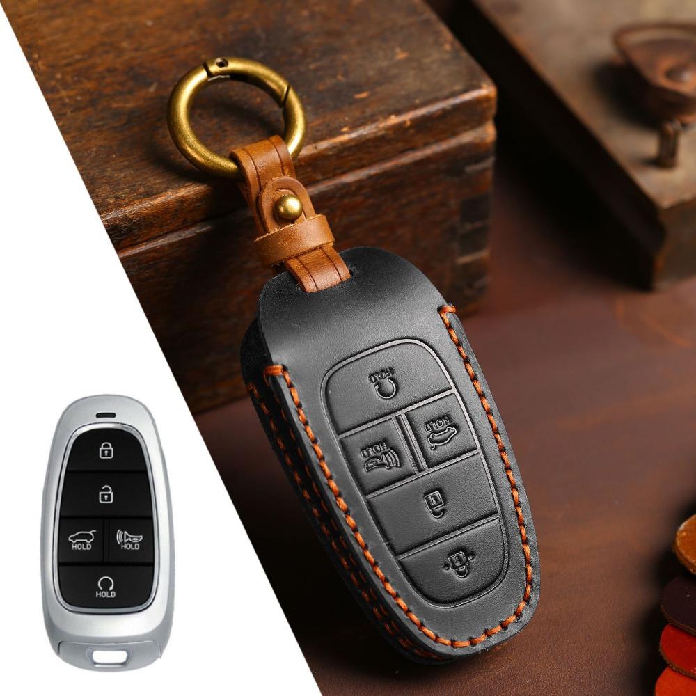 Genuine Leather Key Case for Hyundai STARIA SONATA Car Keys Premium Protection Cover with Clip