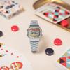 Женские цифровые кварцевые часы Casio со стальным ремешком A168WEHA-9AEF, Серебристые, 38,6 мм