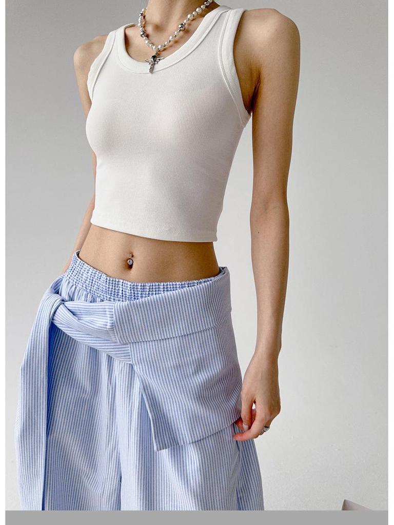 Модные синие полосатые брюки с высокой посадкой и широкими штанинами, со шнуровкой на талии, идеально подходят для весны и осени, доступны сейчас