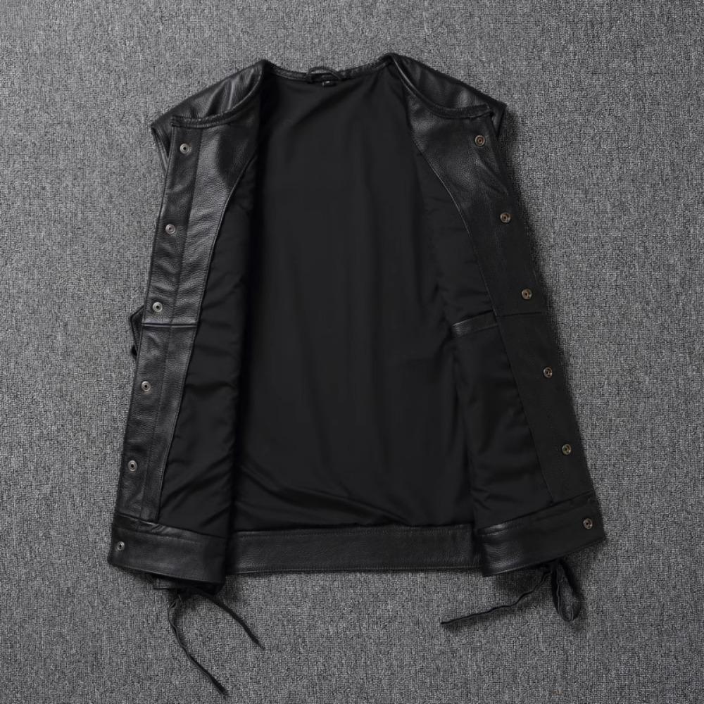 Китайский размер мужской кожаный жилет 100% коровья кожа мотоциклетный жилет байкерские кожаные жилеты мото кожаный жилет азиатский размер M-6XL M435