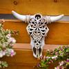 Retro Bull Skull Ornament Resin 3D Hollow Bull Skull Wall Sculpture Longhorn