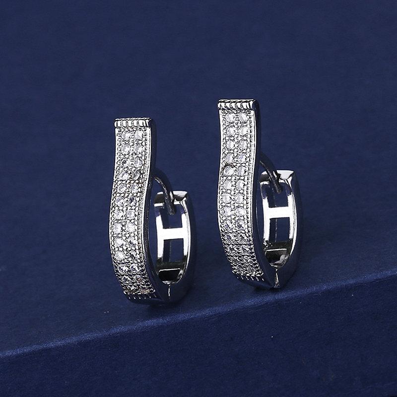 Fine Jewelry 925 Sterling Silver Earrings Inlaid with Zircon Crystal Flower Earrings Charm Jewelry for Women Gift Engagement