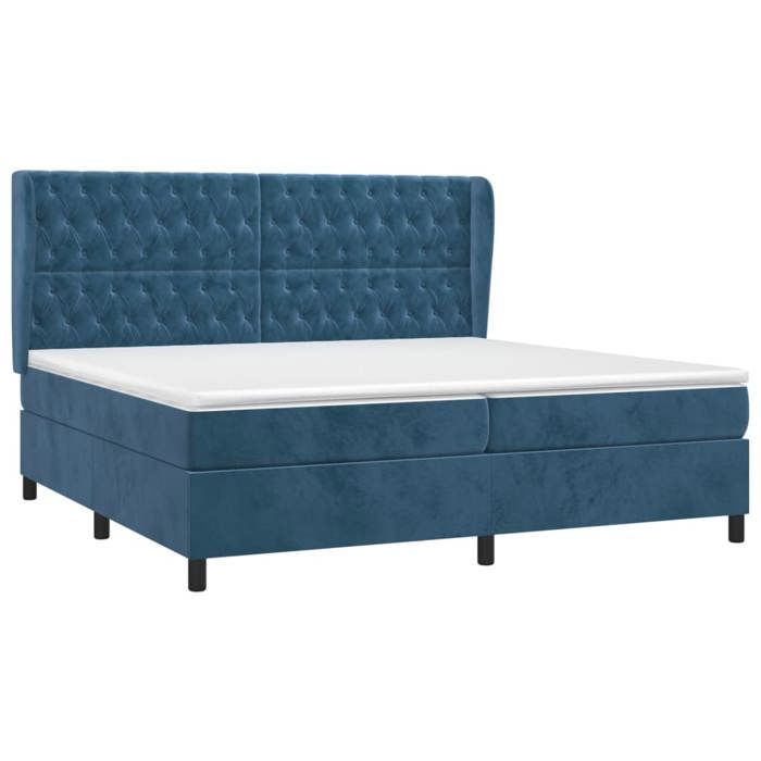 Maison Exclusive - Sommier à lattes de lit et matelas Bleu foncé 200x200cm Velours
