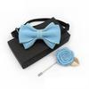 Polyester Neck Collar Adjustable Ribbon Bowtie Fashion Bow Tie Brooches Set  Business