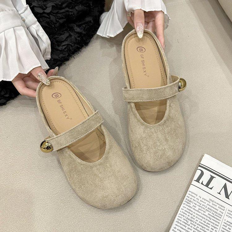 Французские ретро туфли-лодочки для женщин на весну 2025 года, с мягкой подошвой, желтые туфли на плоской подошве