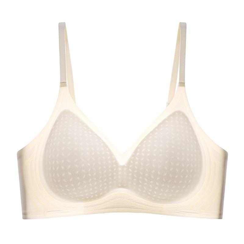 Langsha underwear women's summer thin ice silk breathable and seamless small breasts gather bras without steel rings