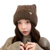 Warm Woolen Knitted Hat Japanese  Style Women Beanie Hat Retro Cat Ears Pullover Hat  Autumn Winter