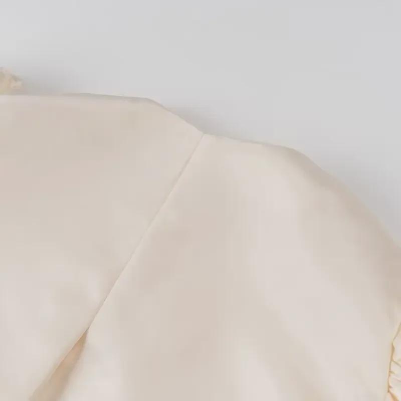 «Женский атласный топ свободного кроя с рукавами-фонариками из Европы и Америки 2024 года»