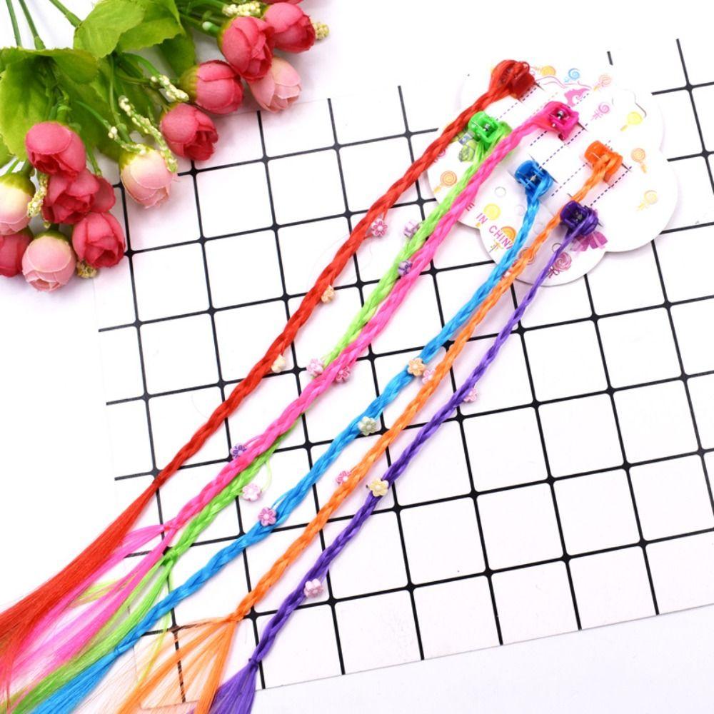 Милые красочные косички, аксессуары для волос, Радужный плетеный хвост, шиньоны для детей, девочек