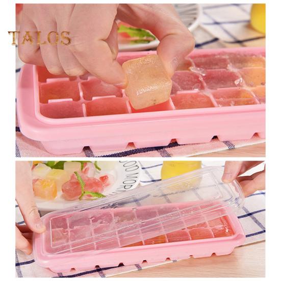 Ice Cube Mold with Cover DIY No Odor Convenient 24 Grids Easy Release Ice Cube Trays Kitchen Tool