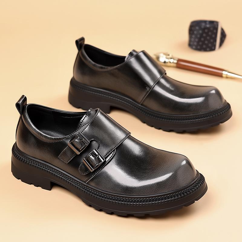 Модная британская обувь из коровьей кожи на платформе с металлической пряжкой, кожаная обувь для мужчин, дизайнерская обувь для свадьбы с мягкой подошвой, модная деловая обувь для мужчин