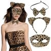 3Pcs/Set Leopard Catgirl Costume Accessories Creative Fashion Half Face Mask Halloween Decoration Sexy Masquerade Mask Christmas
