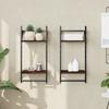 VidaXL Wall Shelves 2-Tier with Bars 2 Pcs Brown Oak 836257