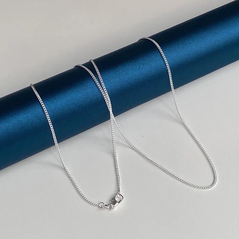 925 Silver 2MM 40-75cm Side Chain Necklace Men Women Charm Wedding Party Gift Jewelry Accessories