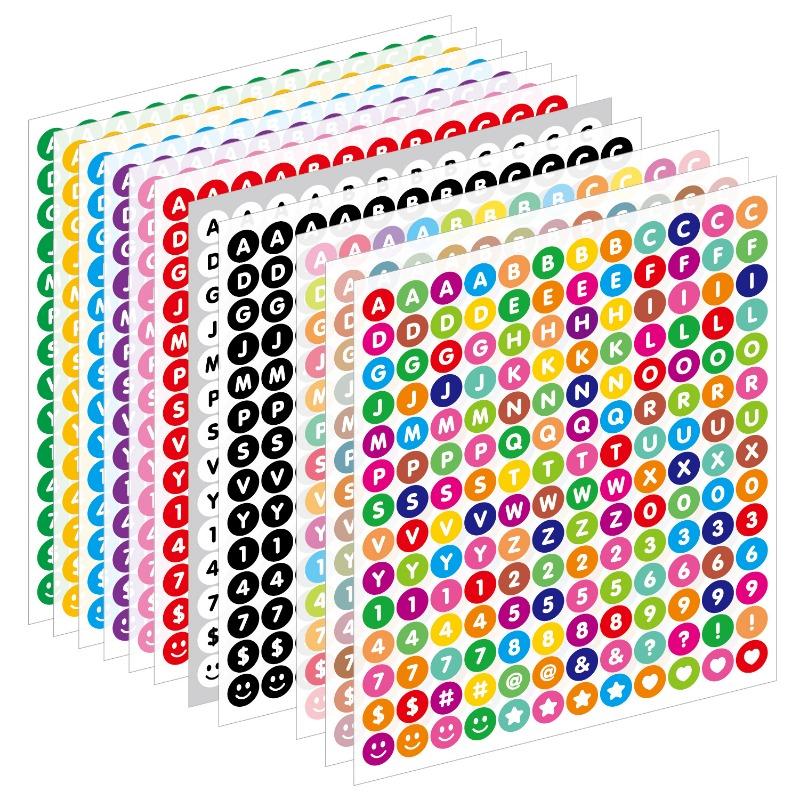 12 Sheets Mini 0.5 Inch Letter Stickers Removable Number Alphabet Sticker for DIY Stationery Scrapbook Grad Cup Mug Craft Art