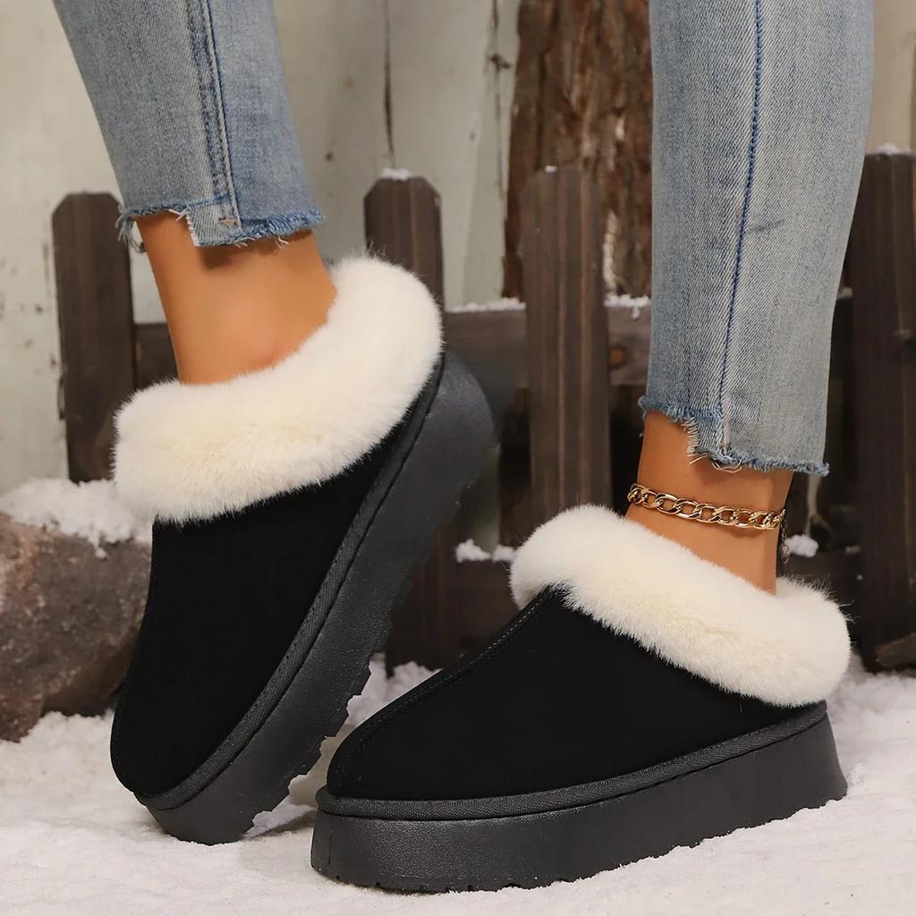 2024New Hot Selling Winter Women's Boots Round Toe Flat Shoes for Women Slip-on Platform Shoes Outdoor Classic Ankle Snow Boots