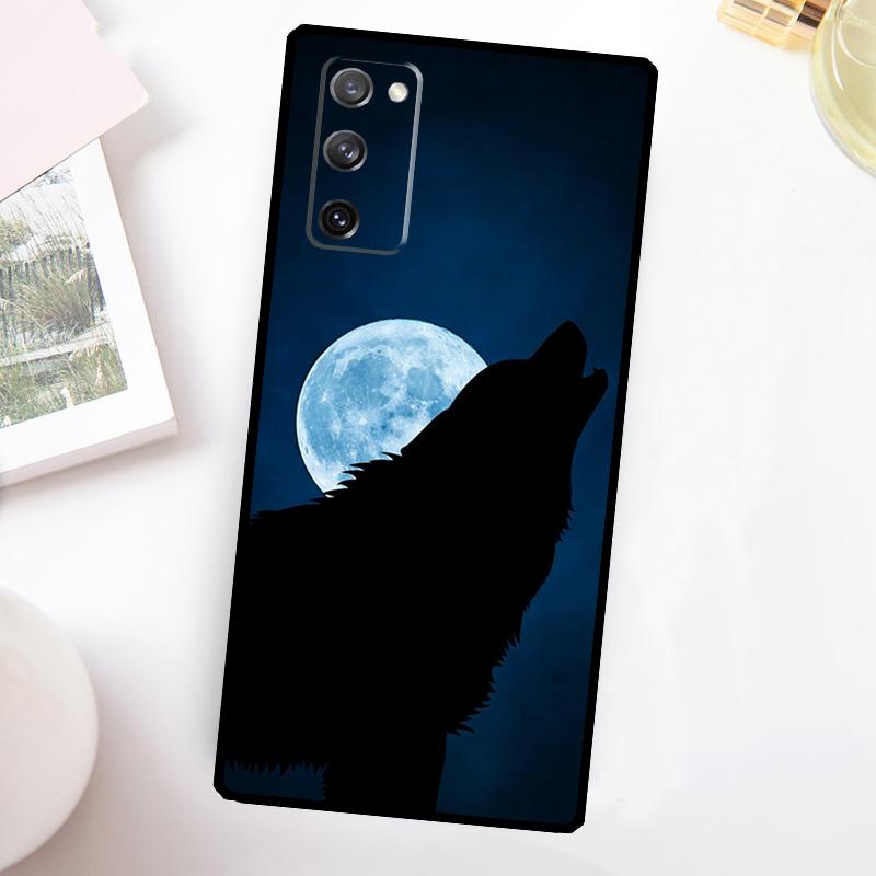 Чехол "Воющий волк на луне" для Samsung Galaxy S24 Ultra S21 S22 S23 Plus S20 FE S8 S9 S10 Note 10 20 Ultra