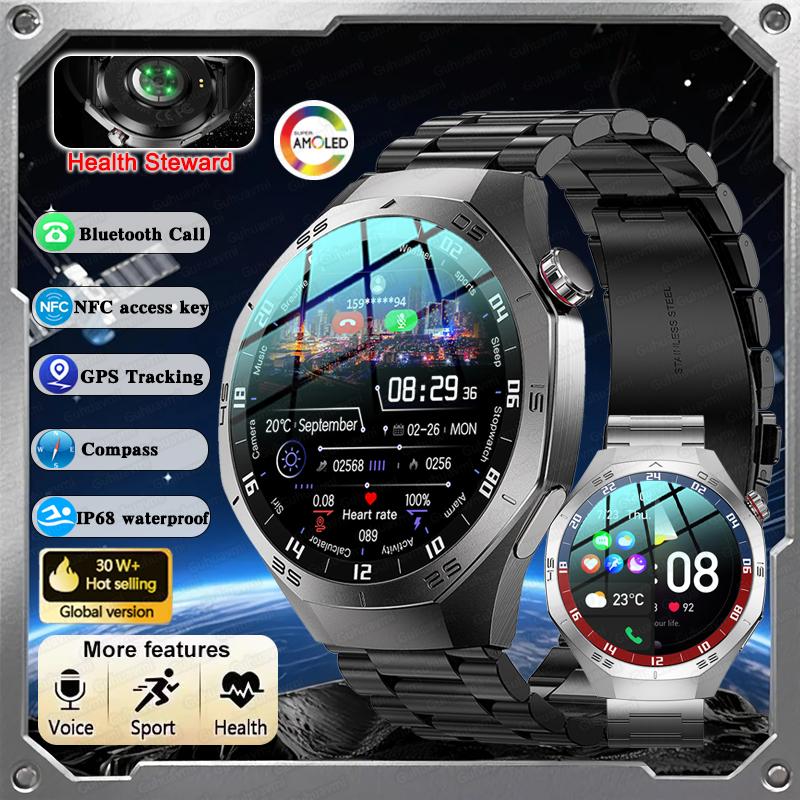 2026 Новые для Android и iOS Умные часы Мужские AMOLED Экран GPS Траектория Движения Пульс Bluetooth Звонки SmartWatch Водонепроницаемые