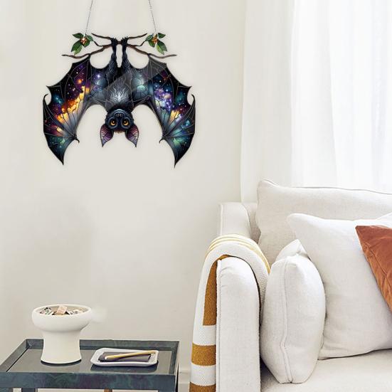 Halloween Bat Acrylic Window Hanging Gothic Bat Hanging Ornament Bat Hanger Pendant Spooky Bat Decor Home Car Ornament