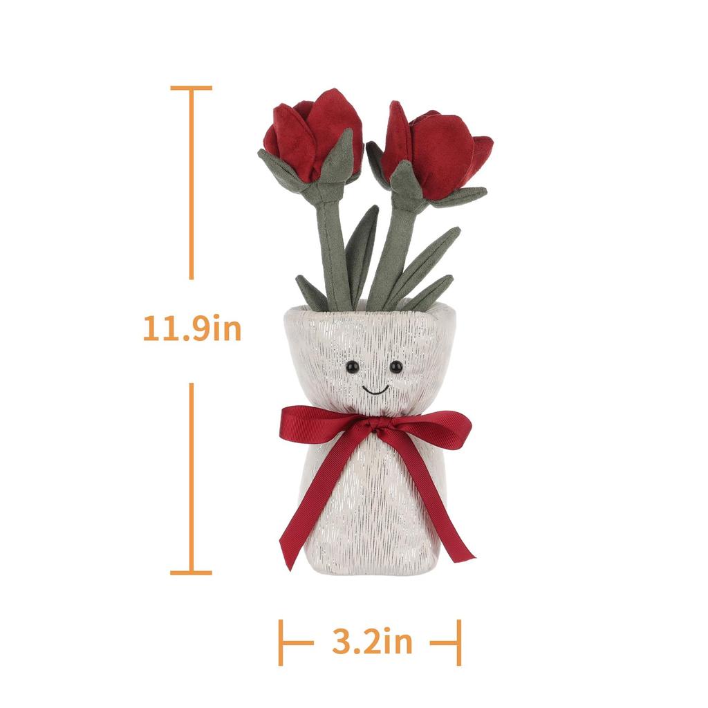 Apricot Lamb Rose Vase Plush Soft and Cute Stuffed Animal for Babies and Plush Rose Vase 30cm Children's Animal, Boys,
