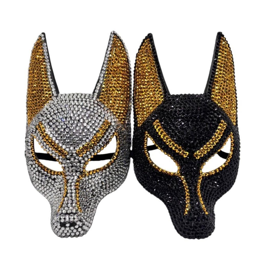 Wolf Head Shape Rhinestone Wolf Head Mask Masquerade Costume Mask Halloween Parties