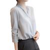 Elegant Women Shirt Korean Blouse Office Long Sleeve White V Neck Tops Casual Vintage Pullovers