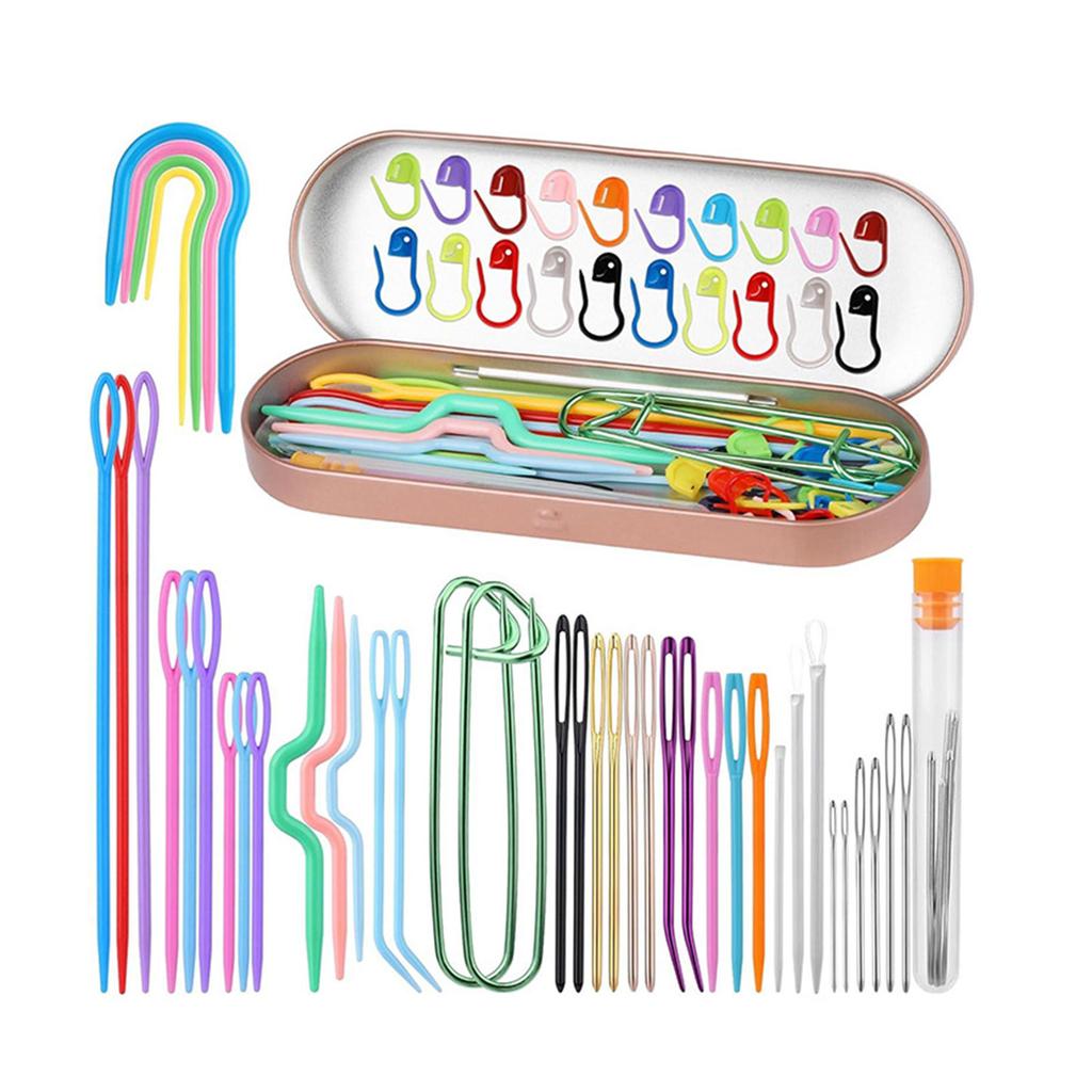 Sewing Needle Set Big Eyes Plastic Sewing Knitting Needle for Children DIY Hand Sewing Crochet Needle Learning Needle