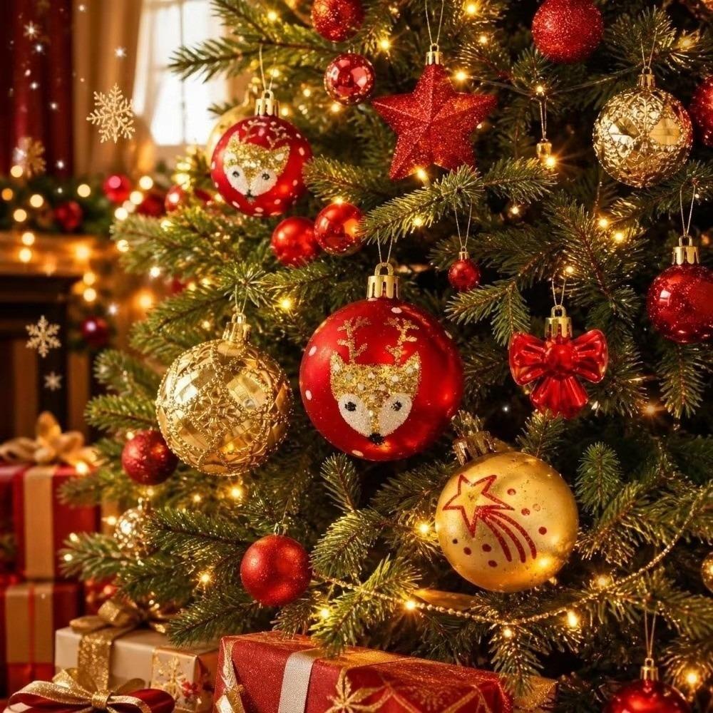 35Pcs Shatterproof Christmas Balls Pendant Set Star Christmas Ball Ornaments Window Decoration