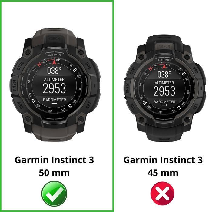 Case Compatible Garmin Instinct 3 50mm - Rigid Protection Smartwatch Transparent Case Tempered Glass Screen Phonillico®