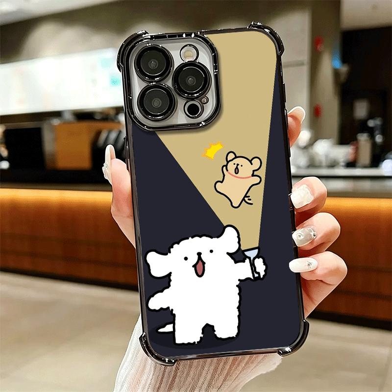 Кавайная Линия Щенка Милый Мягкий Чехол Для Телефона Для iPhone 15 16 17 Air 14 Pro Max 16E Plus 13 12 Mini Покрытие Противоударный Fundas