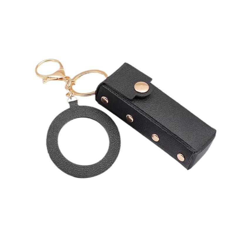 Портативная сумочка для помады с мини-зеркальцем и брелоком - ПУ кожа, трансграничный автомобильный брелок