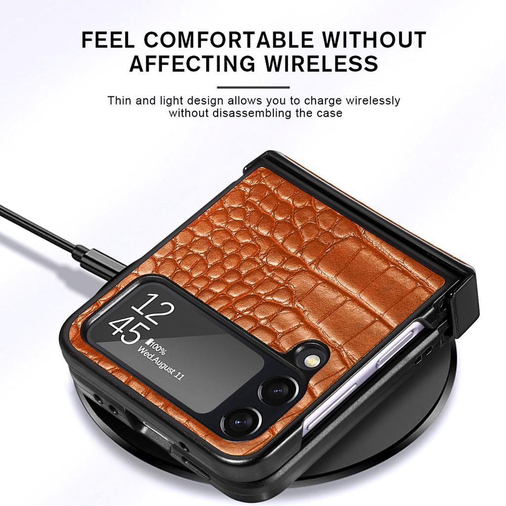 Антибликовый чехол для телефона из крокодиловой кожи для Samsung Galaxy Z Flip 4 5g Flip4 Flip3 Flip 3, нескользящий деловой чехол Funda