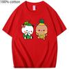Kawaii Graphic T-Shirts Couple Fruits Couple Dudu Pineapple and Bubu Watermelon Shirt Cute Panda Bear