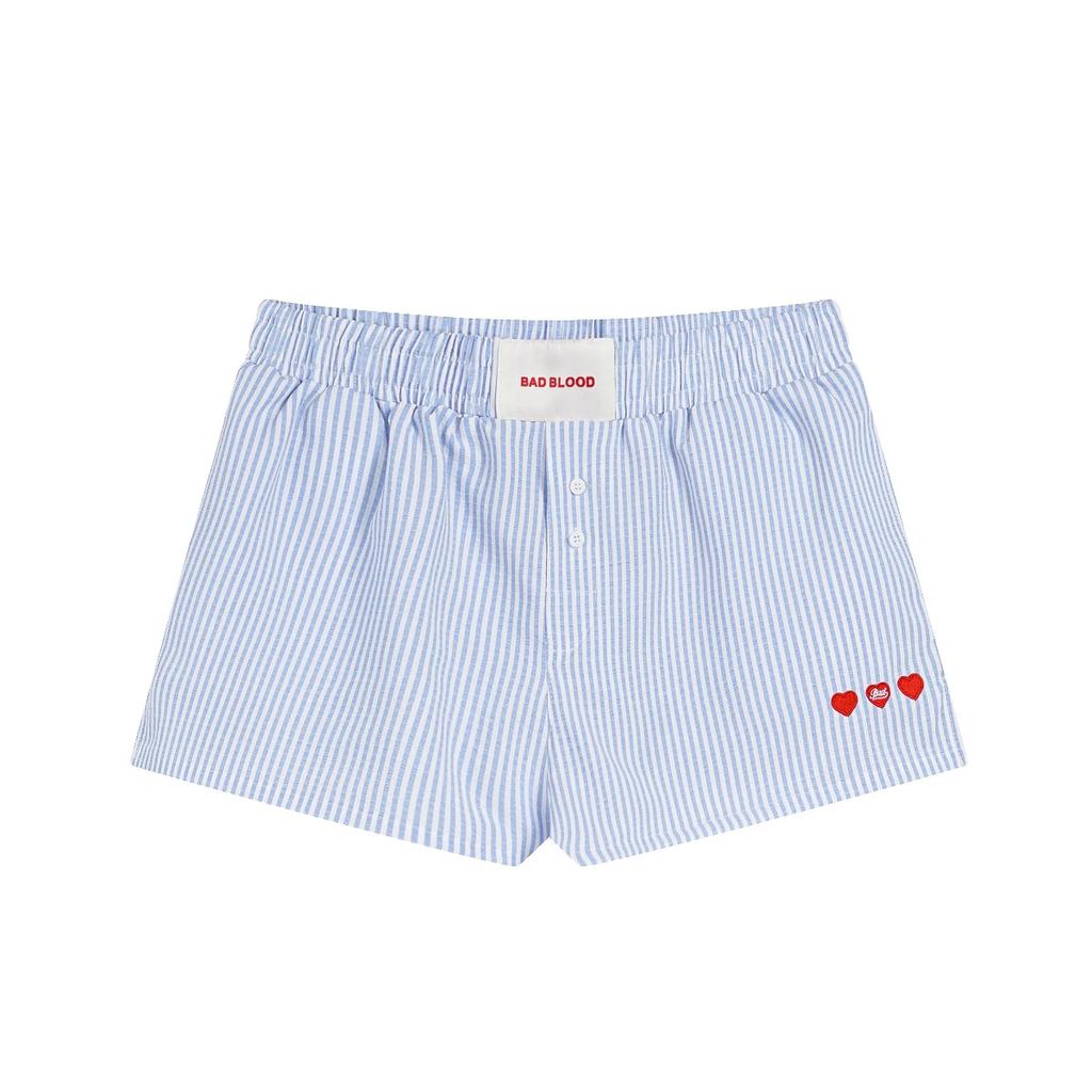 High Waist Embroidered Striped Loose Casual Shorts Women's 100% Cotton Fashion Korean Style Straight Leg Pants Single Wear Summer Shorts