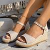 Fashion Zoki Buckle Strap Wedge Heel Sandal for Women Summer Woven Thick Bottom Gladiator Sandalias Mujer Non Slip Platform Sandles 43