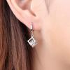 Romantic 925 Sterling Silver Crystal Square Stud Earrings For Women Wedding Engagement Jewelry Prevent Allergy Eh783