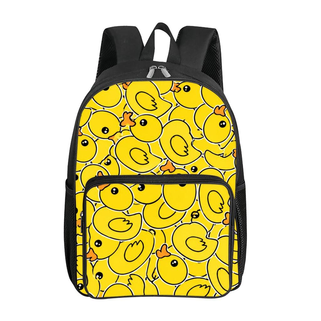 Yellow Duckling Print Square Front Pocket Backpack Large Capacity for Boy/Girls Best Gift 2D Cartoon Children's School Bag