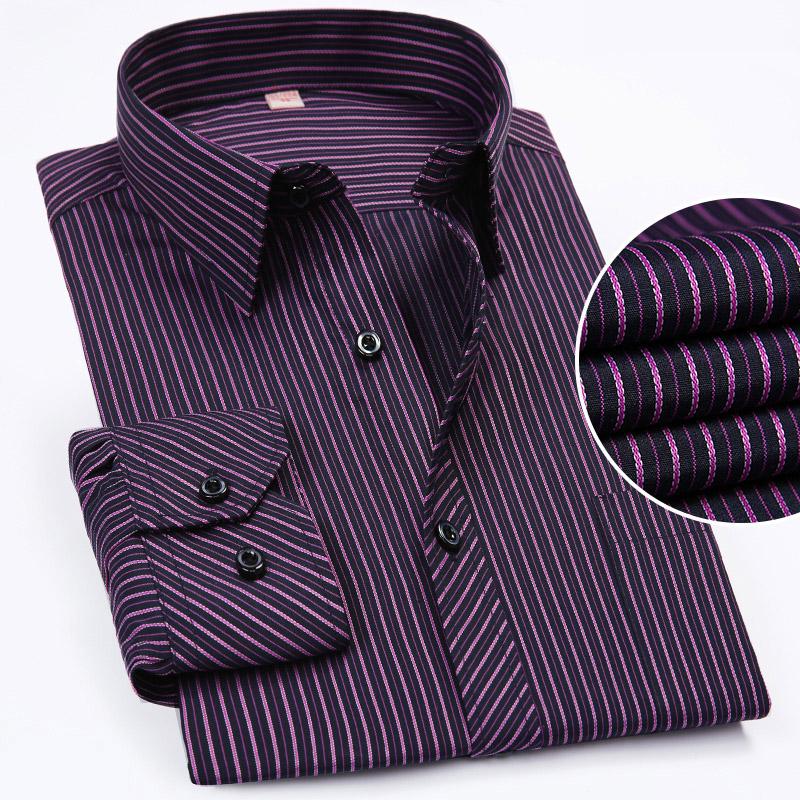 Полосатые мужские рубашки с длинным рукавом, классическая мужская повседневная рубашка с передним карманом