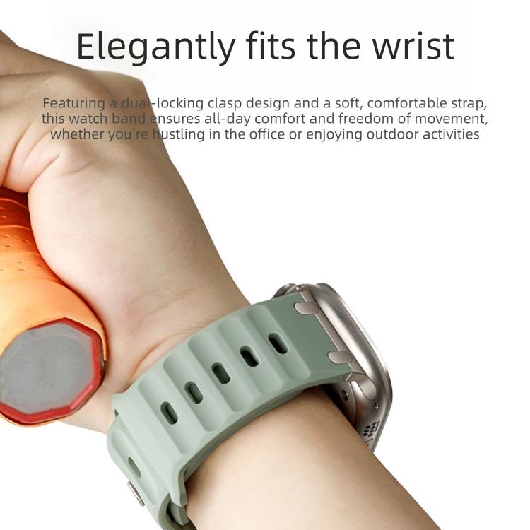 Customised Step-Style Solid Colour Silicone Sport Watch Band For Apple Watch 49mm/46mm/45mm/44mm, Adjustable Replacement Wrist Strap