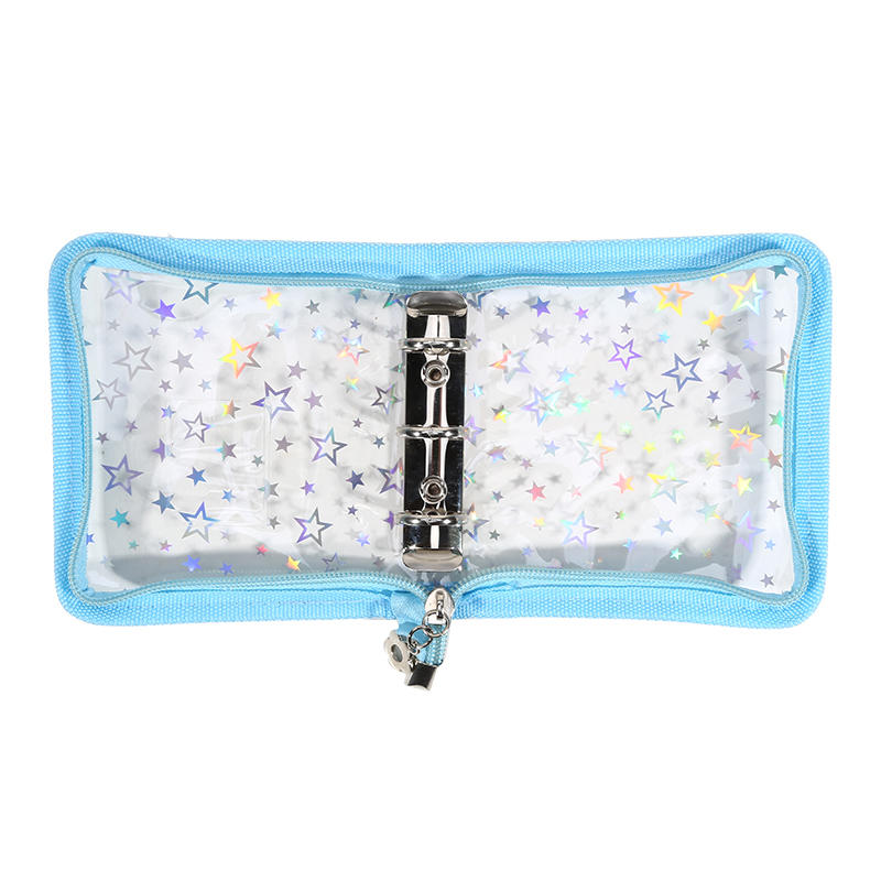 Мини 3-кольцевой папку из ПВХ Дизайн Звезда Лазерная Молния Прозрачный Альбом Для Фото Карточек Хранение Памяти Коллекционирование Изысканный Быстрая Доставка